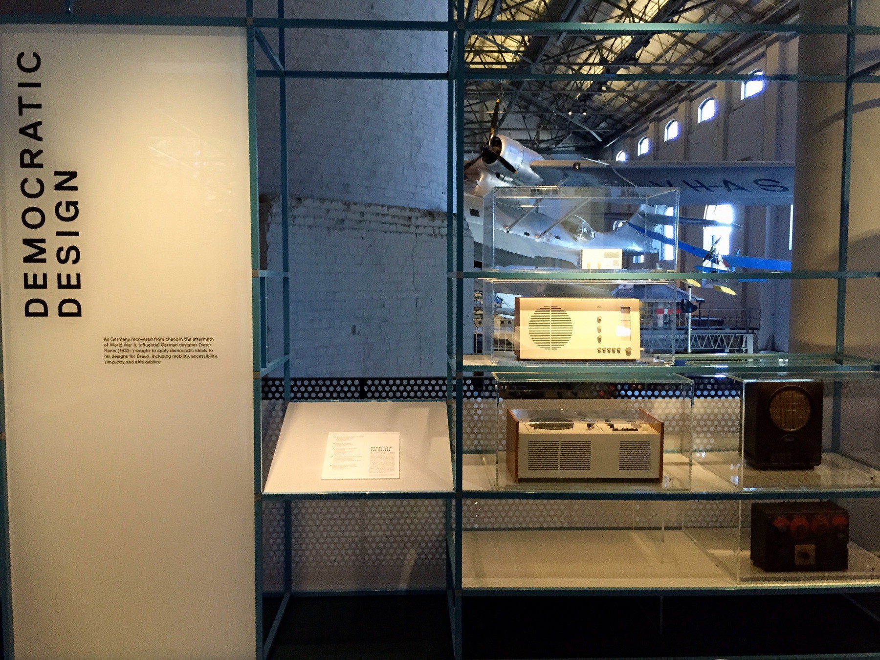 Democratic design section with old radios from Nazi times and later, Rams's design at Braun