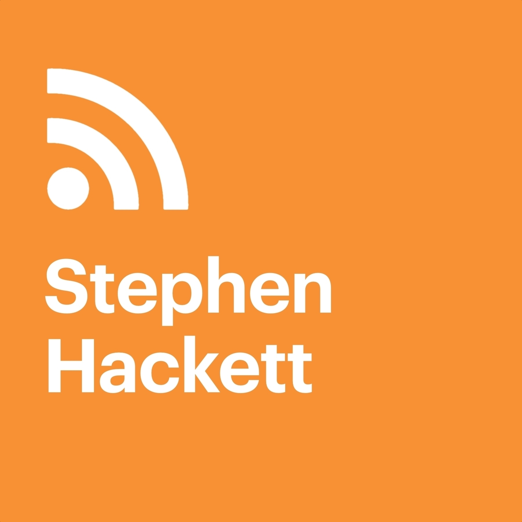 An RSS icon with the name Stephen Hackett underneath it