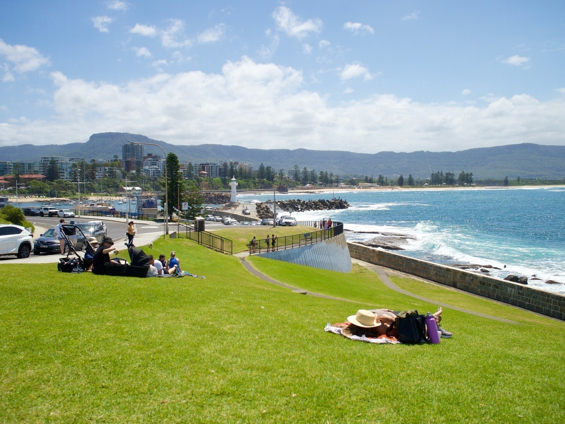 The Tasman Sea, City of Wollongong and Illawarra Escarpment on a bright day